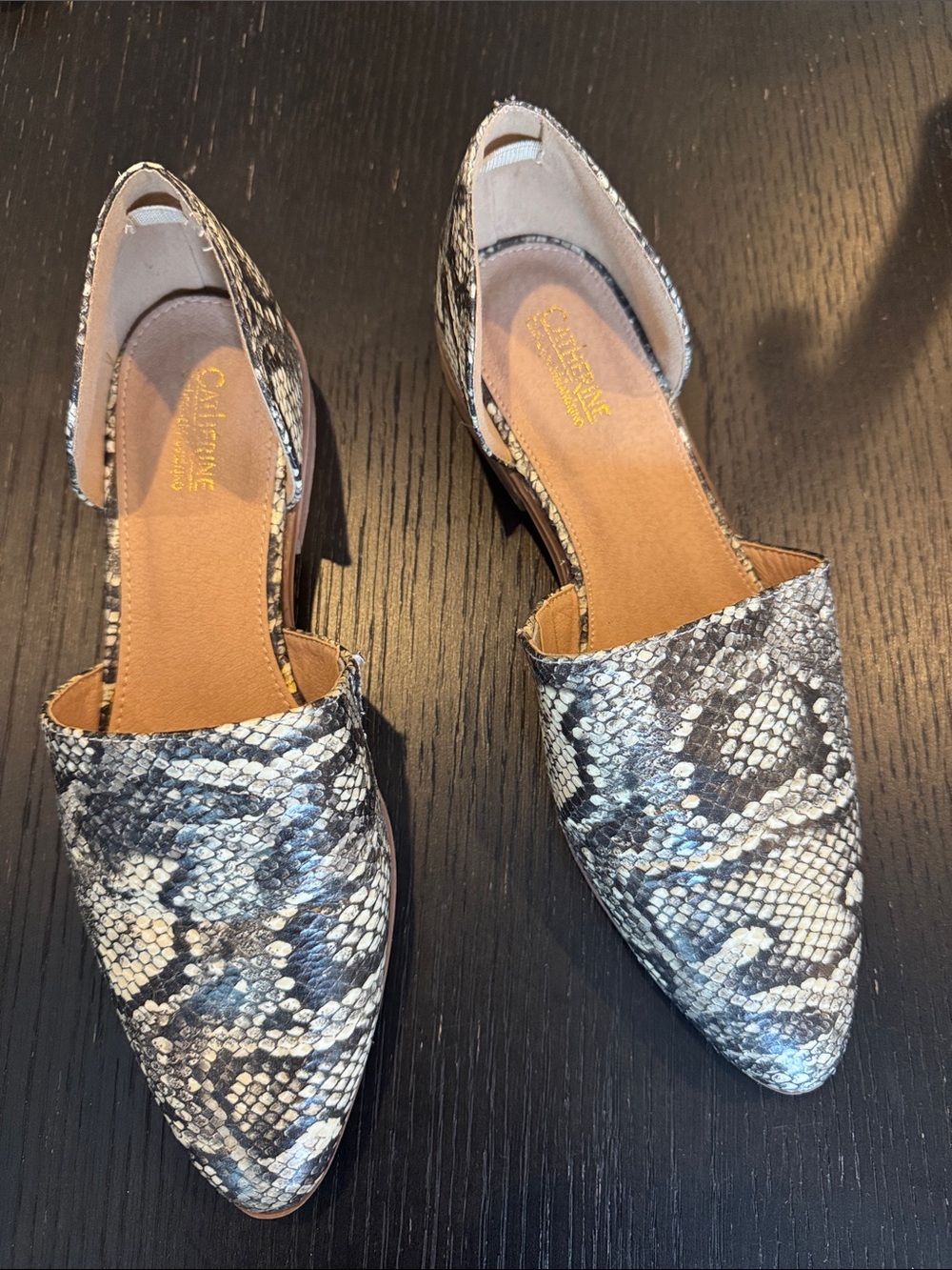 Catherine Malandrino Alaney Snakeskin Print D'Orsay Flats. Size 9.